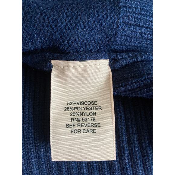 Chunky Knit Navy Long Sleeve Crew Neck Women's Sweater Size L - Picture 6 of 7